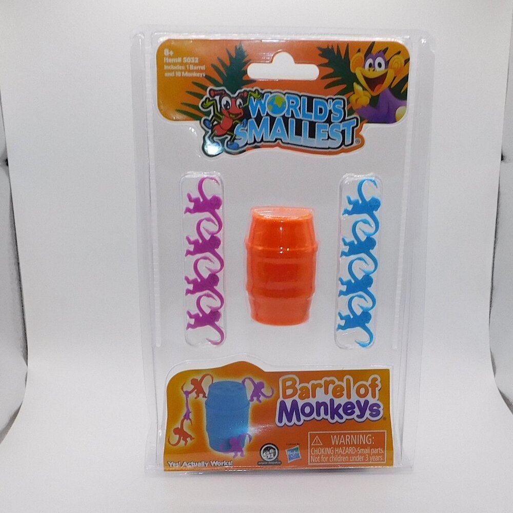 Worlds Smallest Barrel of Monkeys Blue Purple Orange Monkey NEW